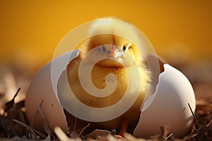 Fluffy innocence Poultry chick, a symbol of adorable newborn life