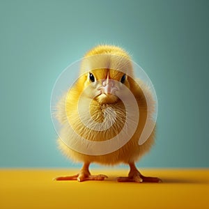 Fluffy innocence Poultry chick, a symbol of adorable newborn life