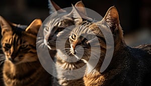 Fluffy kitten staring with playful eyes, alertness generated by AI