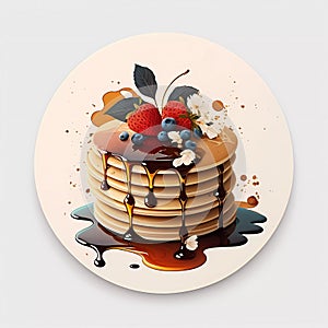 Ecstasy in Every Bite: Tempting Pancakes with Syrup and Berries, Nectar of True Delight! photo