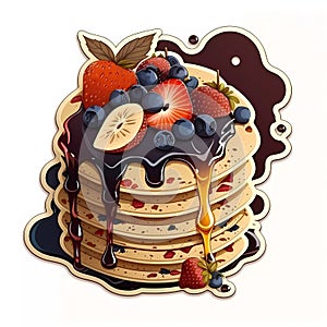Ecstasy in Every Bite: Tempting Pancakes with Syrup and Berries, Nectar of True Delight! photo