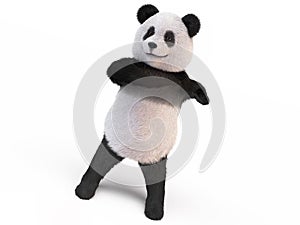 Fluffy panda twisting body