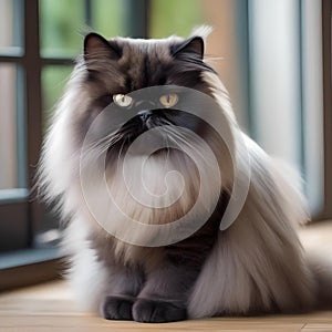 A fluffy Persian cat with a luxurious coat, grooming itself with meticulous care4