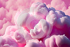 Fluffy and pink cotton candy wallpaper illustration with copy space.