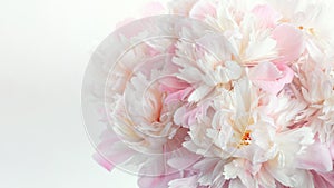 Fluffy pink peonies flowers background