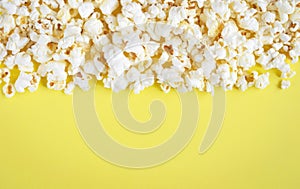 Fluffy popcorn on yellow