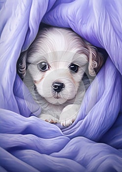 The Fluffy Puppy on the Silver Blanket