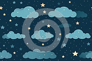 fluffy rainy cloud night background seamless