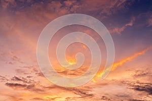 Fluffy sunset clouds sky