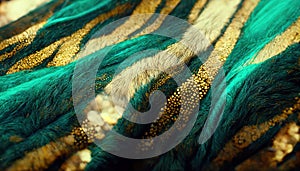fluffy texture abstract background blue golden fur AI generated