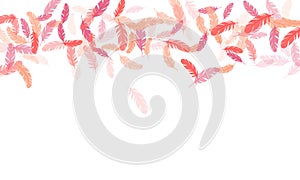 Fluffy twirled feathers on white design