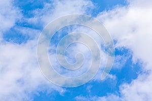 Fluffy white clouds against a blue sky