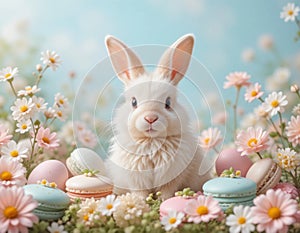 Fluffy white easter rabbit