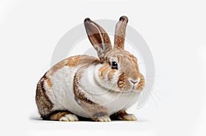 Fluffy white and red rabbit - animals and Easter.