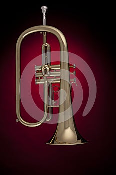 Flugelhorn Trumpet Isolated against Red