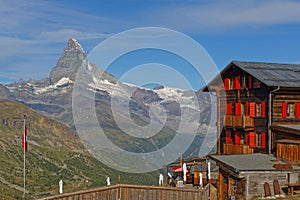 Fluhalp refuge and Matterhorn summit
