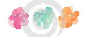 Fluid abstract banner template illustration. Set of modern pastel color gradient liquid shapes isolated on white background. Art