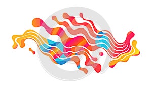 Fluid Abstract Composition of Vibrant, Multi-Colored Wavy Lines, vector design Generative AI