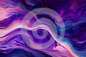 Fluid abstract with waves of purple, blue, and pink vibrant twilight sky in motion