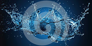 Fluid art in motion: abstract water splashes form a mesmerizing backdrop. Translucent droplets swirl, creating a