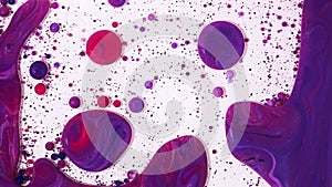 Fluid art painting video, modern acryl texture with colorful bubbles. Liquid paint mixing artwork with waves and swirl