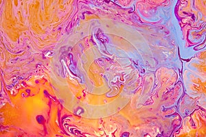 Fluid art texture. Backdrop with abstract swirling paint effect. Liquid acrylic picture with flows and splashes. Mixed