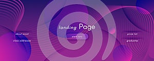 Fluid Background. 3d Flow Lines Landing Page.