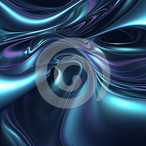 Fluid blue abstract smooth wave texture. Liquid metall