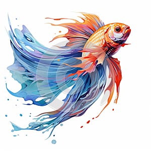 Fluid Brushwork: Hyper-realistic Siamese Fish Illustration In Vibrant Colors
