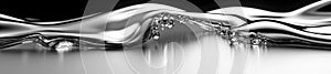 Fluid Chrome Liquid with Bubbles on a Sleek Silver Background