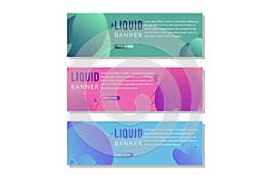 Fluid color covers set. gradient green, pink and blue. Colorful liquid shapes