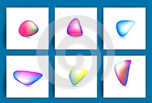 Fluid colorful shapes. Set of iridescent smooth Stones. Abstract fluid graphic elements. Dynamic colored ovals. EPS 10.