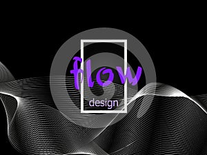 Fluid colorful texture on dark background. Flow shapes design. Liquid wave background. Abstract 3d flow shape. Fluid colors.