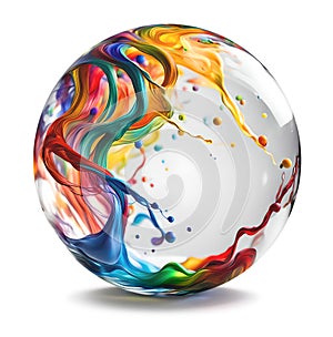 Fluid colors of creativity flowing inside a glass ball