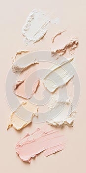 Fluid cosmetics textures featuring spread highlighter and foundation cream