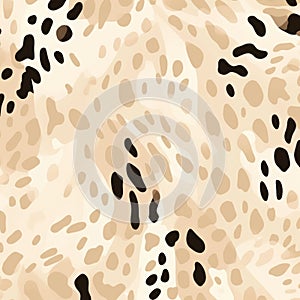 Fluid And Dynamic Leopard Print With Black Spots On Beige Background