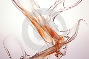 Fluid Dynamics, Clear Liquids Forming Elegant Curves - Abstract Background Evoking Serenity and Elegance