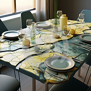 Fluid Expressionism Dining Table Set With Sustainable Design