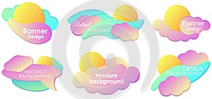 Fluid gradient design modern banner set template. Colorful liquid shapes isolated on white background. Vector