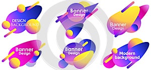 Fluid gradient design modern banner set template. Colorful liquid shapes isolated on white background. Vector