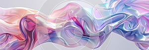 Fluid holographic silk drapery in pastel hues. Transparent background