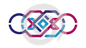 Fluid interlocking abstract geometric pattern in cool tones, vector design Generative AI