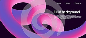 Fluid landing page. Horizontal background, 3d gradient shape, modern futuristic backdrop, abstract wave, web banner, minimal