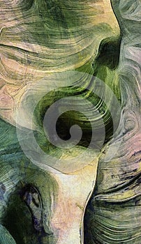 Fluid lines of green colors movement