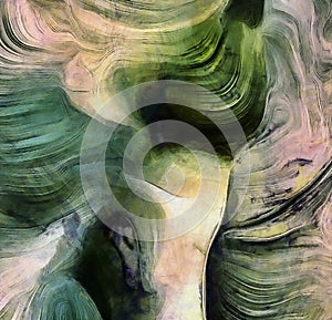 Fluid lines of green colors movement