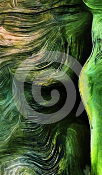 Fluid lines of green colors movement