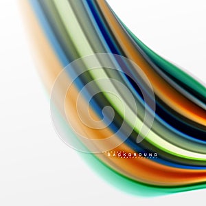 Fluid liquid mixing colors concept on light grey background, curve flow, trendy abstract layout template for business or