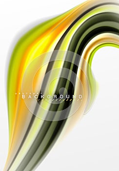 Fluid liquid mixing colors concept on light grey background, curve flow, trendy abstract layout template for business or