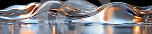 Fluid Metal with Waves and Glowing Light Reflection on Surface photo