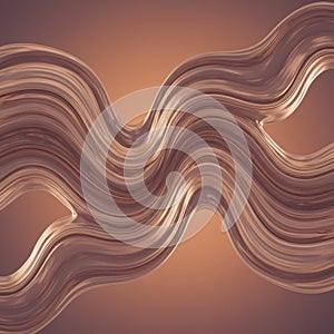 Fluid, metallic waves in an undulating pattern form an abstract design. The image